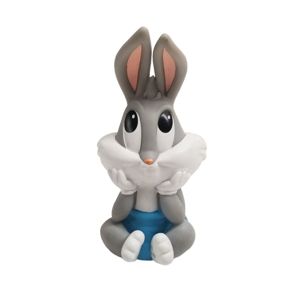 Vintage Baby Bugs Bunny Rubber Squeaky Toy 1998 Warner Bros Hands on Face Cheeks